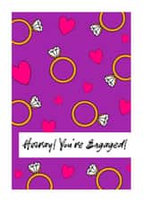 Cute engagement card for couples - diamond ring & hearts - hooray you’re engaged created by Bloom & Lark Designs