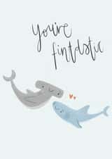 Cute Valentine's Day/Anniversary Card - Shark - You're Fintastic - Punny created by Mint and Pickle