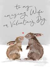 Cute valentine card - Wife - bunnies - amazing created by Making Meadows Ltd