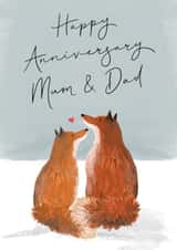 Cute Fox Parents Anniversary Card - Happy Anniversary Mum & Dad created by Making Meadows Ltd