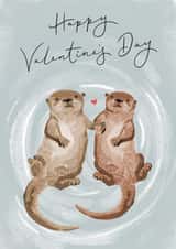 Cute Valentine's Day Card - Otters - Animals created by Making Meadows Ltd