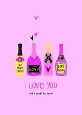 Cute Valentine's Day Card - Champagne bottles - Let's drink to that created by Anita Parson Studio