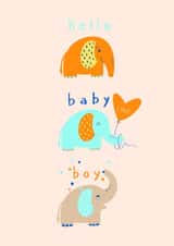 Cute baby Boy Card for new parents - elephants - hello baby boy created by Anita Parson Studio