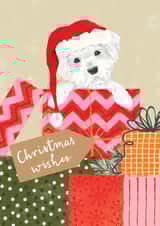 Cute Christmas card - Dog with Christmas Presents - Christmas Wishes created by Louise Tiler