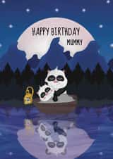 Cute Birthday Card For Mummy - Nighttime - Panda created by @Cupsie's Creations