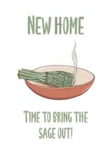 Illustrated new home card for the person in your life who smudges white sage created by Noura Mokhtar