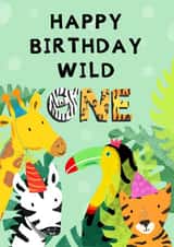 Cute Birthday Card - 1st - Wild One - Safari created by Rosie Johnson Illustrates
