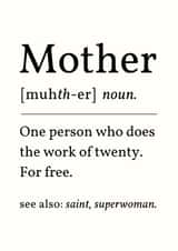 Funny Mother's Day Card - Definition - Mother created by Sundiva Designs