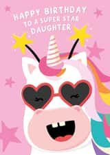 Cute Birthday Card for Daughter - Rainbow Unicorn created by Macie Dot Doodles