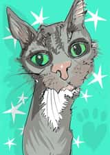 Cute starry cat card for any occasion created by Higgledy Prints