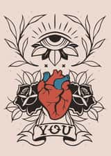 Tattoo Eye-Heart-You Valentine Card For Significant Other created by Lavinia Roth