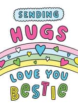Cute Thinking Of You Card - Sending Hugs Love You Bestie, created by Josie Gledhill