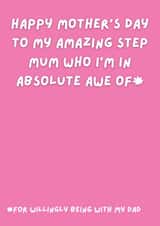 Funny In awe of step mum card - putting up with dad created by original fox designs