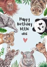 Cute Safari Animal Birthday Card for Kids created by Robyn's Portraits