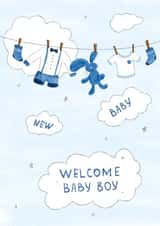 Cute New Baby Card - Baby Boy - Washing Line created by Iuly Burdin