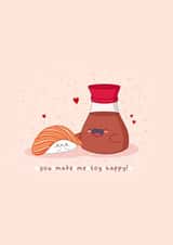 Cute anniversary card - sushi card - Kawaii card - Punny created by Rosalie Perl