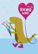 Cute Rawrsome Valentines card created by Her Design World
