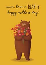 Cute Mother's Day Card - Bear Floral Flowers Pun - For Mum created by Sophie Kent Illustration