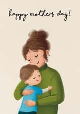 Cute Heartfelt Mother’s Day Card - For Mum - Mum and Son - Hugging created by Sophie Kent Illustration