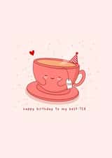 Cute birthday card for best friend - happy birthday to my best-tea - Kawaii created by Rosalie Perl