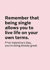 Rude Typography Valentine's Card - Friend - F*ck Valentine's day, you're doing great created by Thursday