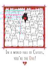 Cute, unisex, romantic card for cat lovers - You're the One created by Kat Pearson