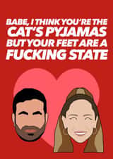Rude Valentine's day card - Ted Lasso Roy Keeley - Cat's pyjamas feet created by Arlo & Co. Design