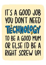 Technology Mothers Day Card | Funny Card from Teenager created by TeePee Creations