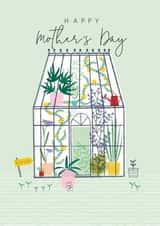 Pretty Mothers Days Card - Gardener Mum - Greenhouse created by Laura Darrington Design Ltd.