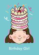 Cute Birthday Girl Cake Card - For Her created by Emelia Brooks