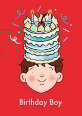 Cute Birthday Boy Cake Card - For Him created by Emelia Brooks