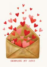 Thinking of You Card - Valentine's Card - Cute Watercolour - Sending My Love created by Lucy Rogers