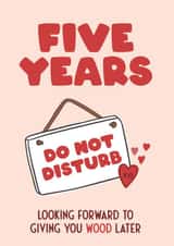 5th Anniversary Card - Funny Five Years - Wood - Cheeky Rude Naughty Sex created by Bev O'Connor || @oconnordesign