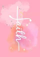 Pink Watercolour Faith Female Christening - Christianity Religious Birthday Card created by Anna Glews