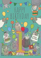 Cute Birthday Card - 1st - Sheep created by FELLTARN