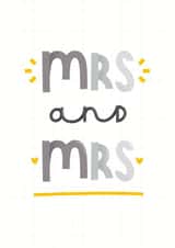 Cute Wedding Card - Mrs and Mrs - LGBTQ+ created by Joanne Hawker