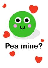 Cute, Kawaii Valentines card - Pea Mine created by Little Pig Jewellery Design