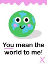 Cote and kawaii card to show your love - you mean the world to me! created by Little Pig Jewellery Design