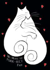 Cute and Romantic Valentines or Anniversary card for cat lovers - Purrfect Pair created by Kat Pearson