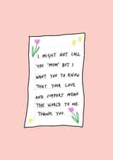 Cute Mother's Day Card - Mother Figure - Letter created by Tuesday & Robin