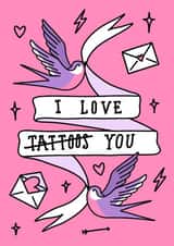 Cute tattoo inspired valentine card created by Poppy Jane Prints
