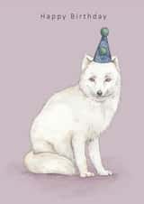 Cute Arctic fox birthday card for friend or child created by Dani Williams