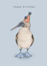 Blue-footed booby bird birthday card created by Dani Williams