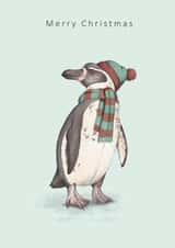 Cute watercolour penguin Christmas card created by Dani Williams