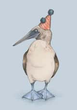Blue-footed booby bird - party animal card created by Dani Williams