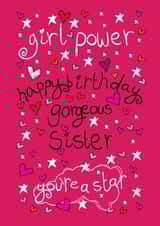 Cute Birthday Card - Gorgeous Girl Power - Sister created by Paperlicious