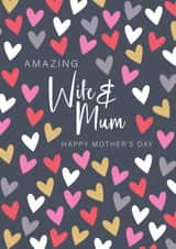 Cute Mother's Day Card - Amazing Wife & Mum - Hearts created by The Boy and the Bear