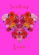 Sending Love - heart - valentines day card - birthday card - flowers - for her created by Marcella Wylie