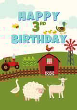 Cute Birthday Card - 3rd - Kids - Farmyard created by Dara, Ceramic Scripture