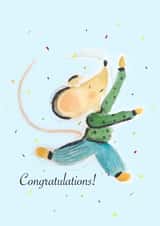 Cute Dancing Mouse in Confetti Congratulations Card created by Amy Rodger
